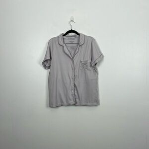 Rae Dunn Pajama Shorts Set womens L Short Sleeve Button Down Elastic Waist Pants